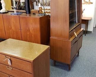 Tall Danish Credenza, Small Johnson Carper Dresser, Stanley China Cabinet