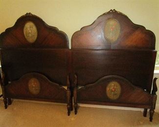 1930s headboard to fit king size bed with painted medallions