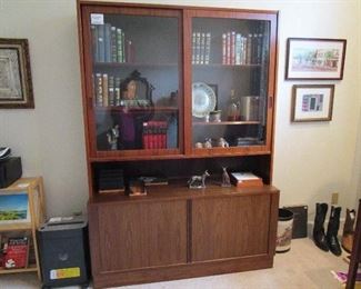 Rosewood bookcase and credenza