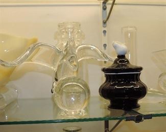 Steuben Eagle and Black Covered Bowl 