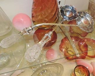 CUT GLASS PUNCH LADLES including a RARE SIGNED LIBBEY EXAMPLE 