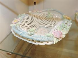 Colored LACE Belleek Basket 
