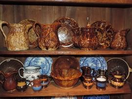 Rockingham / Bennington items including MANY pitchers and this sale will include some rare items such as a teapot ...