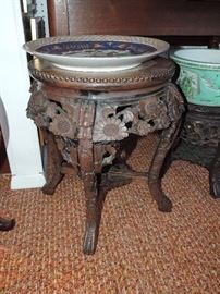 we have about a dozen ANTIQUE Chinese marble top stands - hand-carved wood