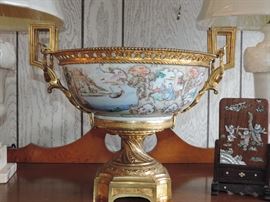 18th Century Chinese Export Bowl in Bronze Ormolu Mounted (older repair - overall good condition)