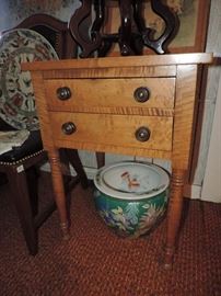 Tiger Maple 2 Drawer 19th C. Stand