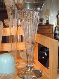 Sterling Mounted Cut Glass Vase 