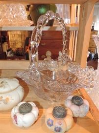 several Cut Glass Baskets