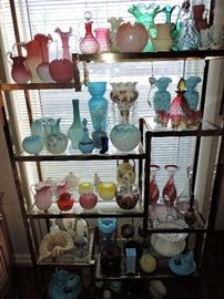 Lots of Antique Artglass...peachblow, bristol, satin, cranberry, Fenton, milk-glass and others...
