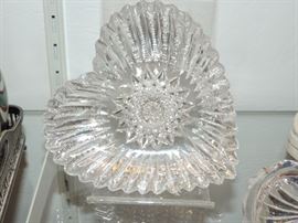 FUN HEART Antique Cut Glass Dish