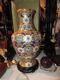 Late 20th Century cloisonne vase with shipping box 