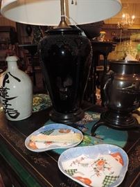 Steuben BLACK acid-etched lamp