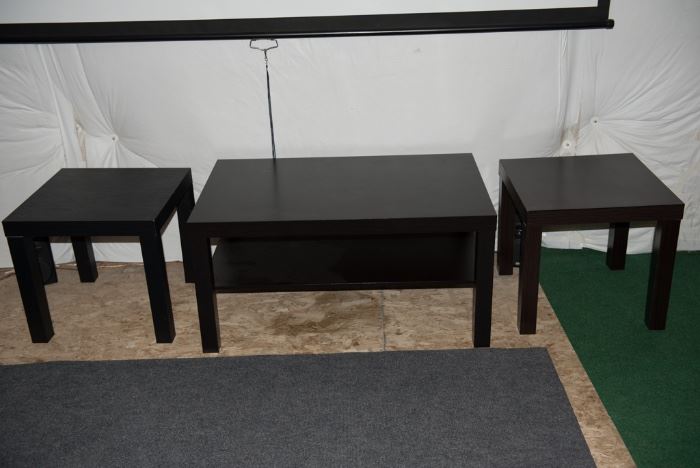 Black Plastic Coffee Table and 2 Side Tables