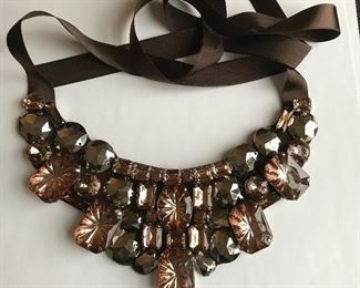 Bedazzled Necklace w/Satin Ribbon
