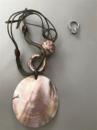 Opalescent Shell Rope Necklace 