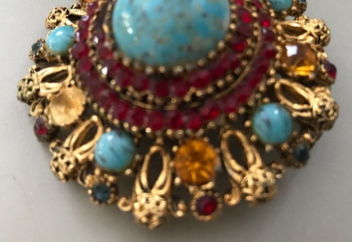 KARA Brooche w/Turquoise and rubies 