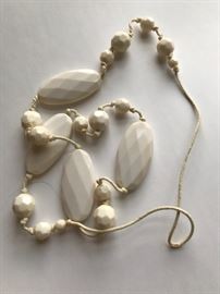 White Beaded Rope Necklace
