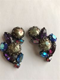 Vintage Jeweled Clip-On Earrings
