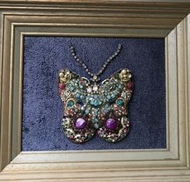 Framed Jeweled Vintage Custom-made Butterfly