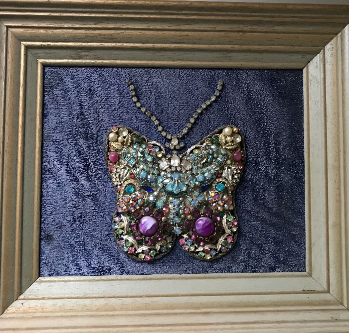 Framed Jeweled Vintage Custom-made Butterfly