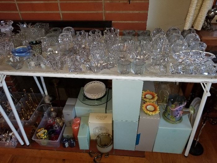 Partylite, Kosta Boda, Orrefors, Hallmark, glass, crystal, brass tea light, votive and taper candle holders.