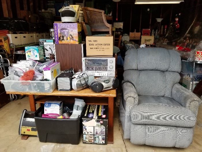 La-Z-Boy recliner/lift chair, oak desk, miscellaneous electronics and medical devices.