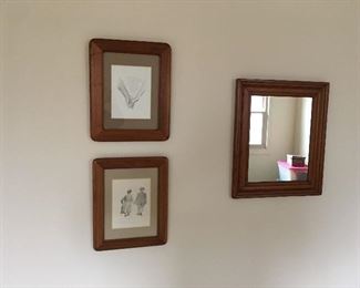 FRAMED PRINTS AND MIRROR