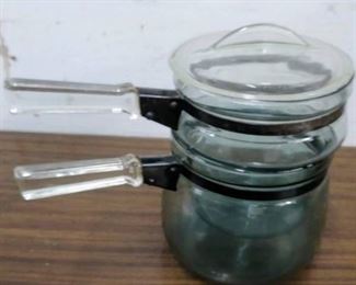 1960s Clear Glass Double Boiler Set  2 pots and ...