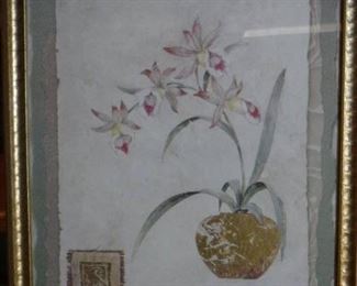 Floral framed art work.