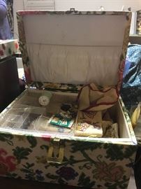 A groovy sewing basket with lots of swag.