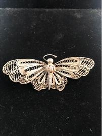 075Beautiful Filagree Butterfly Pin