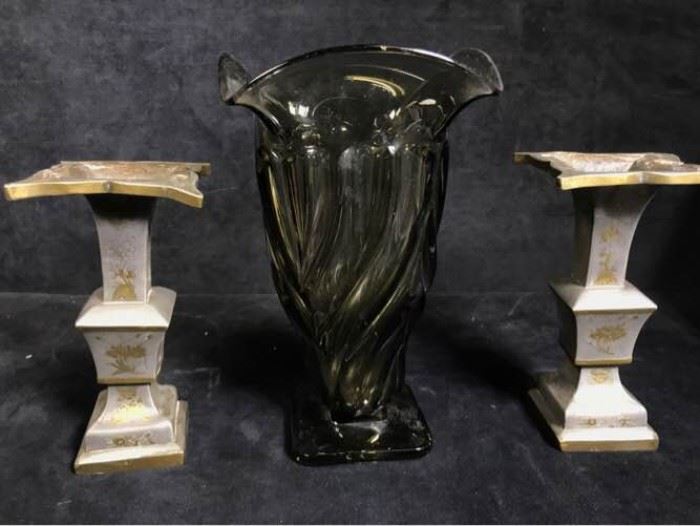 024p Ovington Bros Vase and Other Candlesticks