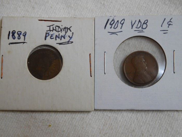 1889 Indian Head & 1909 VDB Pennies