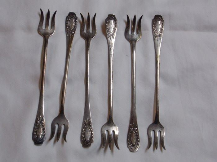 6 - Sterling Pickle Forks