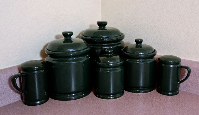 Deep green canisters. 