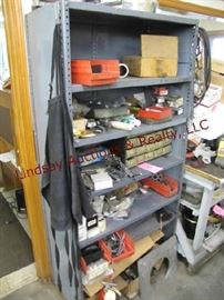 8 - Metal cabinet w/ contents 36.5x18x75