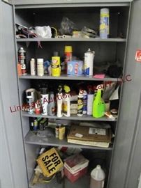 11 - Contents in cabinet: cleaners, brake fluid, WD40 &