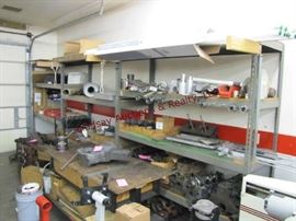 18 - Metal pallet style shelving 3 total sections bolted together, 4 shelves each section 72x25x85 total length 218" No Contents)