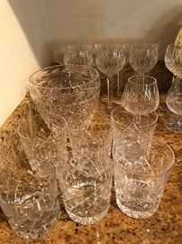 LOTS!! OF WATERFORD STEMS, TUMBLERS, DECANTERS & AN ICE BUCKET