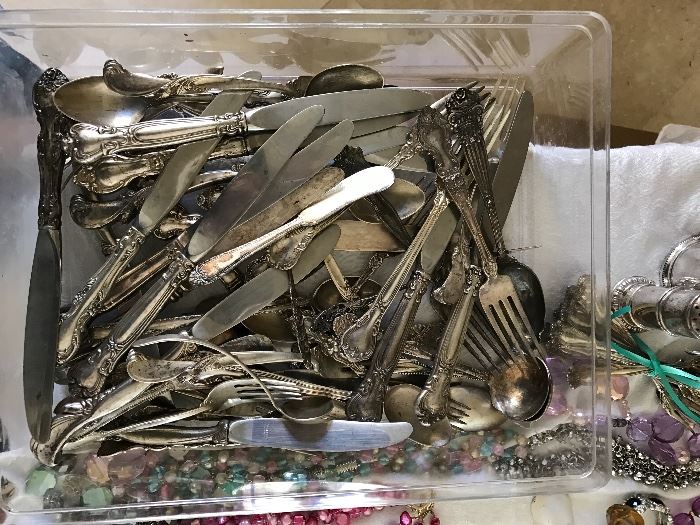 BOX OF 54 PIECES OF MIXED STERLING FLATWARE