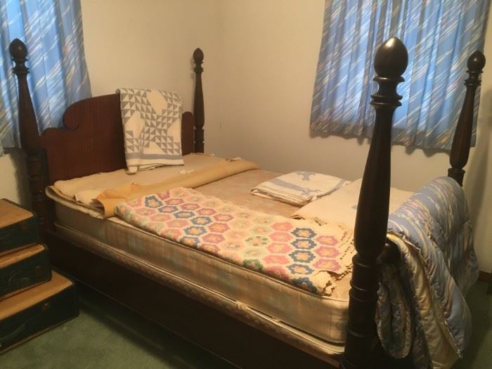 Antique Four-Poster Full Size Bed includes mattress and box springs
