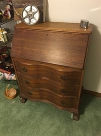 Antique serpentine front writing desk in near perfect condition.