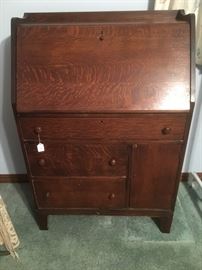 Arts & Crafts style drop front writing desk