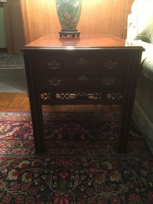 Mid century end table  with detailed woodwork