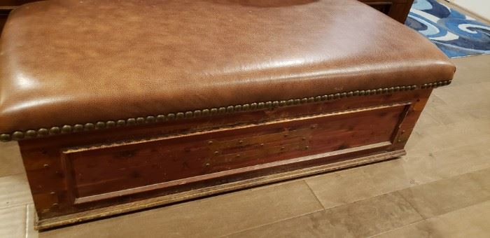 leather upholstered cedar chest bench