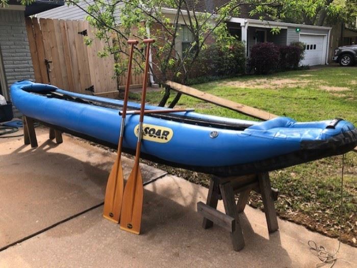 16 foot inflatable raft canoe with oars