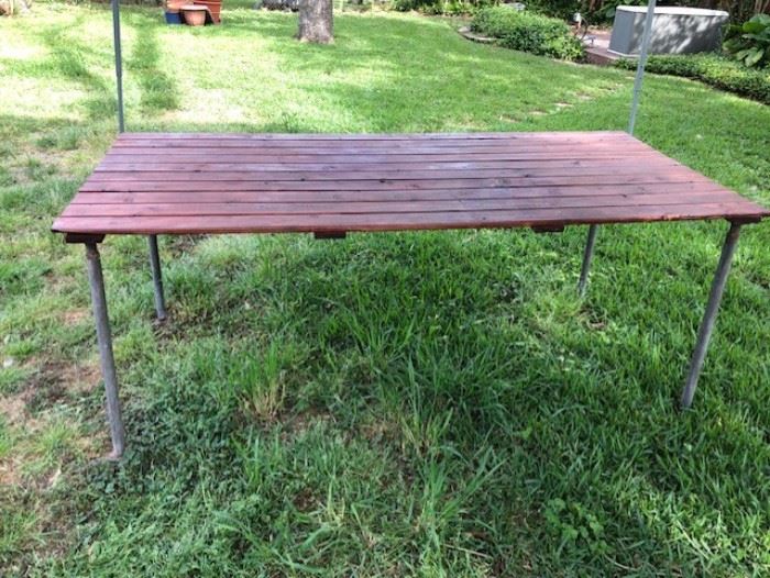 solid wood plank table outdoor or industrial / rustic indoor