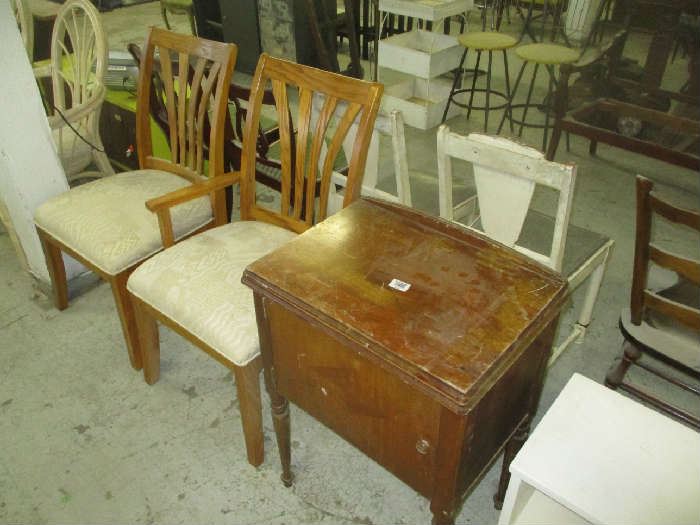 Chairs and sewing cabinet
