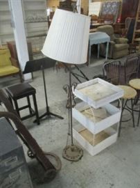Lamp and metal plant stand