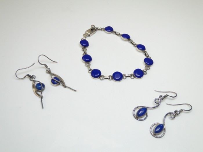 Sterling & Lapis Lazuli Bracelet & Earrings (3)